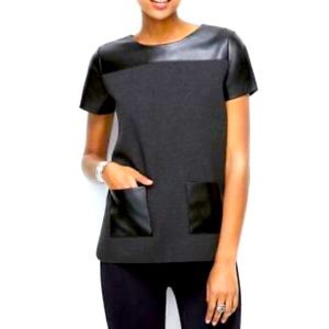Ann Taylor Top with Faux Leather Detail